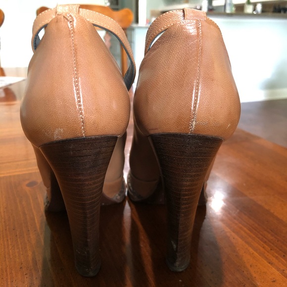 Yves Saint Laurent Brown Leather Heels w/ Strap - Picture 7 of 16